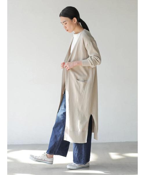 AMERICAN HOLIC（アメリカンホリック）の「Vネックロングニットカーディガン　＊（カーディガン/ボレロ・レディース・ブラック/ベージュ/ネイビー/サックスブルー・M/L）」の7枚目の写真