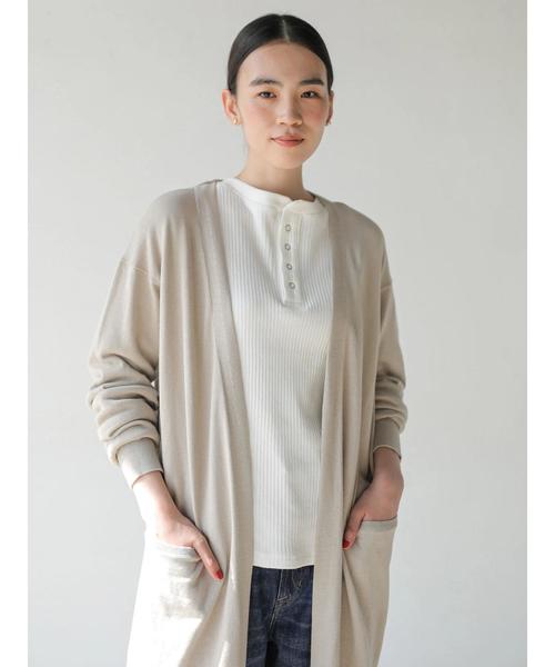 AMERICAN HOLIC（アメリカンホリック）の「Vネックロングニットカーディガン　＊（カーディガン/ボレロ・レディース・ブラック/ベージュ/ネイビー/サックスブルー・M/L）」の18枚目の写真