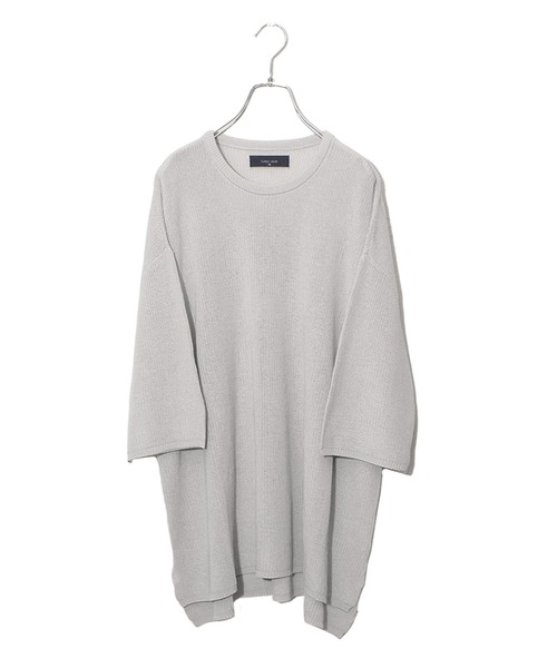 MinoriTY(マイノリティ)の「【MinoriTY】ビッグシルエットサマーニット メンズ クルーネック 5分袖/半袖 Tシャツ 麻タッチ畔編み セーター 無地 夏服 秋服(ニット/セーター・メンズ・ブラック/ベージュ/オフホワイト/グレー/ピンク/ブルーグレー/ラベンダー/グリーン/グレー系その他/ブラウン系その他/ブルー系その他/ブラウン/グリーン系その他/バイオレット/マスタード/ダークグリーン/レッド・M/L/S)」の18枚目の写真