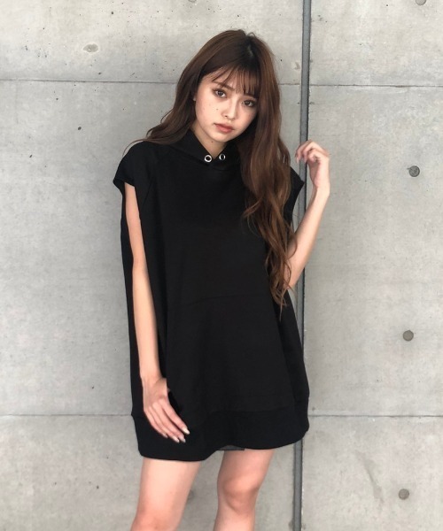 ENVYM（アンビー）の「ポンチＮ／Ｓフーディー（Tシャツ/カットソー・レディース・ホワイト/ブラック・FREE）」の2枚目の写真