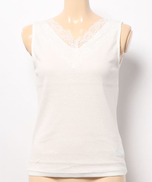 Vis ビス の 襟モチーフレーステレコvネックタンクトップ タンクトップ Wear