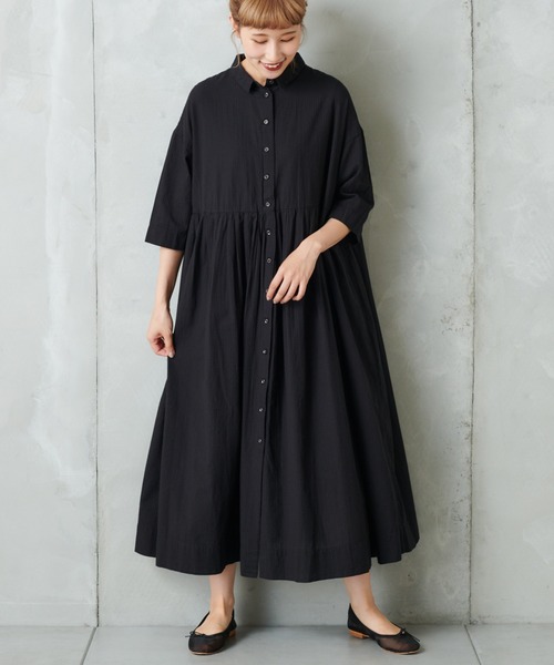 PUAL CE CIN（ピュアルセシン）の「切替シャツワンピース（ワンピース・レディース・ブラック/ベージュ・FREE）」の7枚目の写真