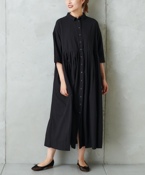 PUAL CE CIN（ピュアルセシン）の「切替シャツワンピース（ワンピース・レディース・ブラック/ベージュ・FREE）」の8枚目の写真