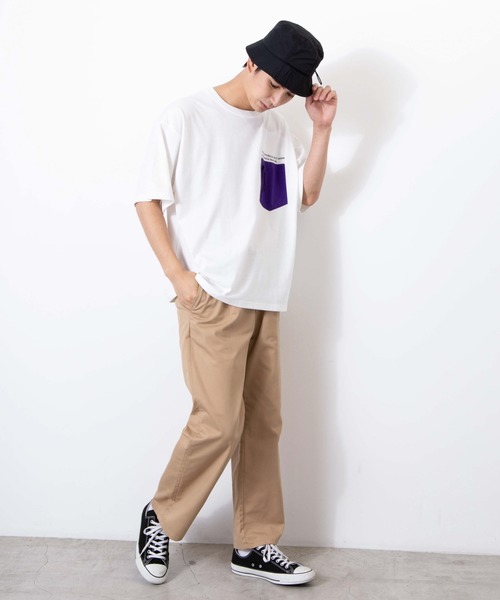 WEGO（ウィゴー）の「WEGO/ナイロンポケットTシャツ（Tシャツ/カットソー・メンズ・ホワイト/ホワイト系その他/スミクロ・MEDIUM/LARGE）」の11枚目の写真