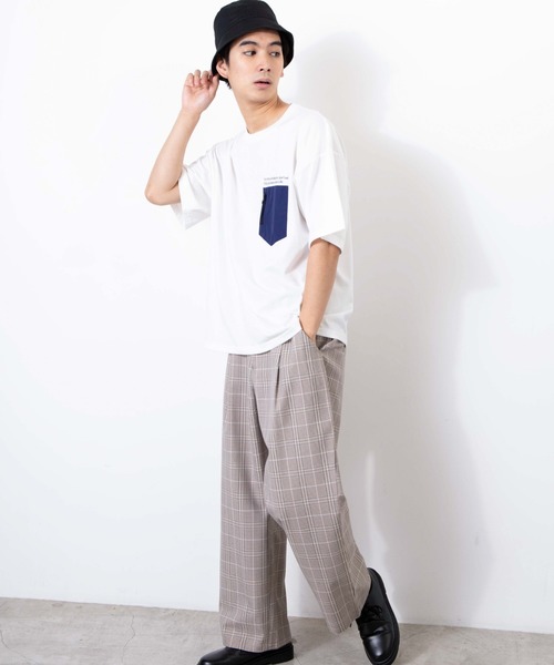 WEGO（ウィゴー）の「WEGO/ナイロンポケットTシャツ（Tシャツ/カットソー・メンズ・ホワイト/ホワイト系その他/スミクロ・MEDIUM/LARGE）」の8枚目の写真