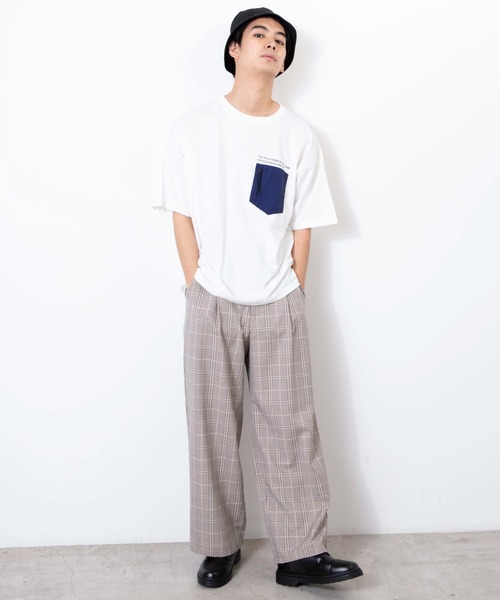 WEGO（ウィゴー）の「WEGO/ナイロンポケットTシャツ（Tシャツ/カットソー・メンズ・ホワイト/ホワイト系その他/スミクロ・MEDIUM/LARGE）」の10枚目の写真