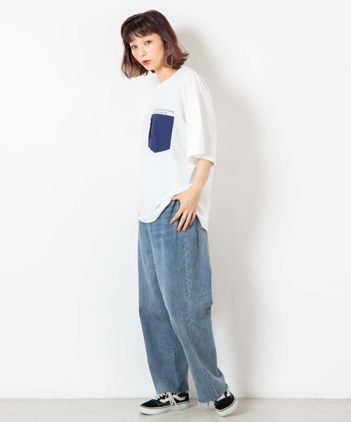 WEGO（ウィゴー）の「WEGO/ナイロンポケットTシャツ（Tシャツ/カットソー・メンズ・ホワイト/ホワイト系その他/スミクロ・MEDIUM/LARGE）」の6枚目の写真