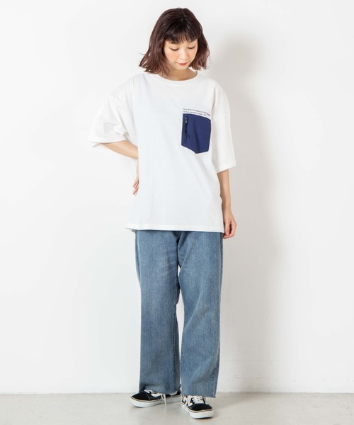 WEGO（ウィゴー）の「WEGO/ナイロンポケットTシャツ（Tシャツ/カットソー・メンズ・ホワイト/ホワイト系その他/スミクロ・MEDIUM/LARGE）」の7枚目の写真