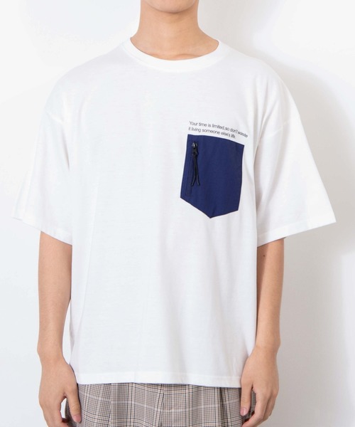 WEGO（ウィゴー）の「WEGO/ナイロンポケットTシャツ（Tシャツ/カットソー・メンズ・ホワイト/ホワイト系その他/スミクロ・MEDIUM/LARGE）」の17枚目の写真