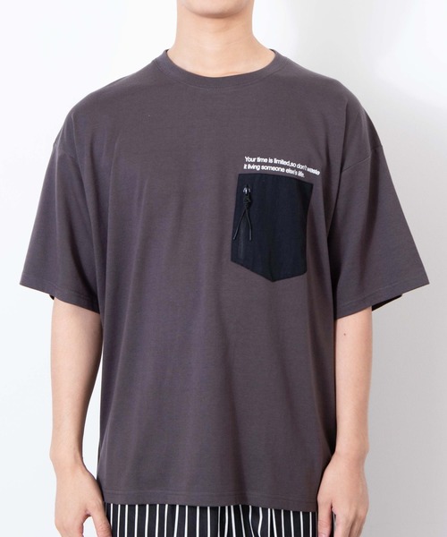 WEGO（ウィゴー）の「WEGO/ナイロンポケットTシャツ（Tシャツ/カットソー・メンズ・ホワイト/ホワイト系その他/スミクロ・MEDIUM/LARGE）」の19枚目の写真