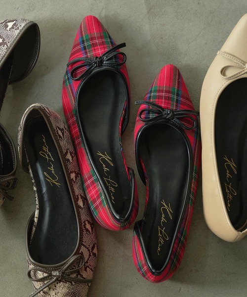 KOBE LETTUCE（コウベレタス）の「サイドカットフラットバレエシューズ（バレエシューズ・レディース・ブラック/レオパード/パイソン/ベージュ/チェック・M/L/LL/S）」の4枚目の写真