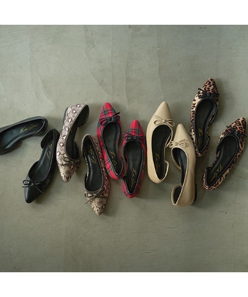 KOBE LETTUCE（コウベレタス）の「サイドカットフラットバレエシューズ（バレエシューズ・レディース・ブラック/レオパード/パイソン/ベージュ/チェック・M/L/LL/S）」の8枚目の写真