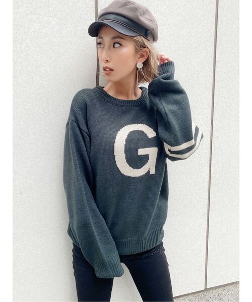 GYDA（ジェイダ）の「G SLEEVELINE KT TOPS（ニット/セーター・レディース・ブラック/ベージュ/グリーン・FREE）」の3枚目の写真