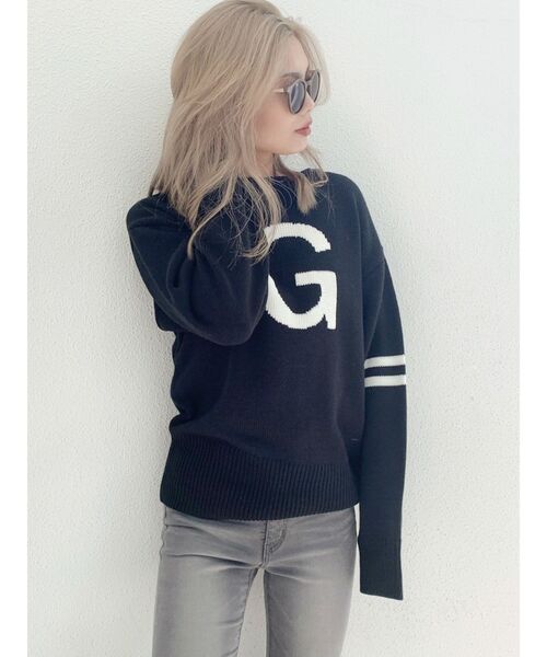 GYDA（ジェイダ）の「G SLEEVELINE KT TOPS（ニット/セーター・レディース・ブラック/ベージュ/グリーン・FREE）」の2枚目の写真