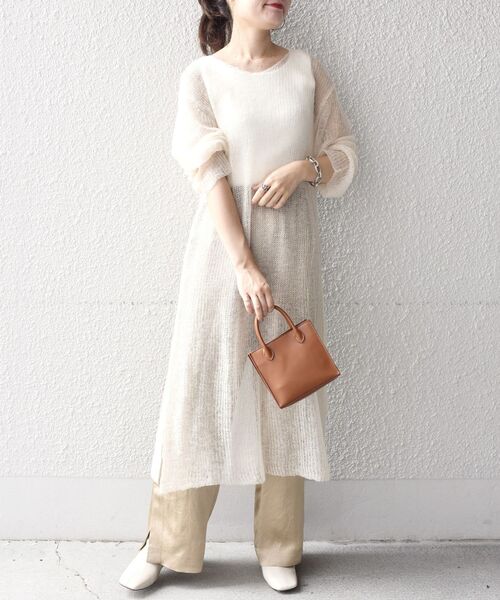 SHIPS(シップス)の「【WEB限定】シアーレイヤードセットワンピース◇(ワンピース・レディース・チャコールグレー/ライトグリーン/ブラウン系その他/ナチュラル・ONE SIZE)」の4枚目の写真