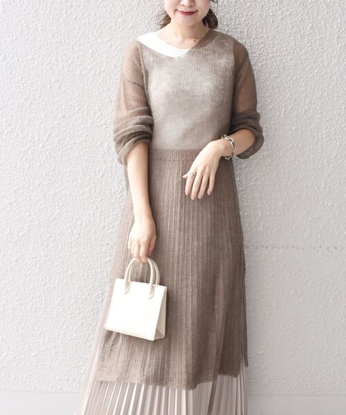 SHIPS(シップス)の「【WEB限定】シアーレイヤードセットワンピース◇(ワンピース・レディース・チャコールグレー/ライトグリーン/ブラウン系その他/ナチュラル・ONE SIZE)」の12枚目の写真