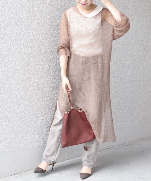 SHIPS(シップス)の「【WEB限定】シアーレイヤードセットワンピース◇(ワンピース・レディース・チャコールグレー/ライトグリーン/ブラウン系その他/ナチュラル・ONE SIZE)」の16枚目の写真