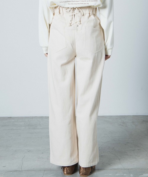 WEGO（ウィゴー）の「WEGO/レースアップカラーストレートパンツ（チノパンツ・レディース・ブラウン/オフホワイト・FREE）」の11枚目の写真