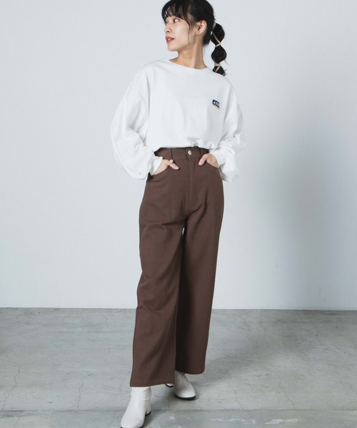 WEGO（ウィゴー）の「WEGO/レースアップカラーストレートパンツ（チノパンツ・レディース・ブラウン/オフホワイト・FREE）」の7枚目の写真