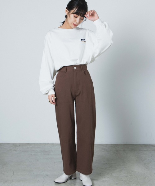 WEGO（ウィゴー）の「WEGO/レースアップカラーストレートパンツ（チノパンツ・レディース・ブラウン/オフホワイト・FREE）」の8枚目の写真