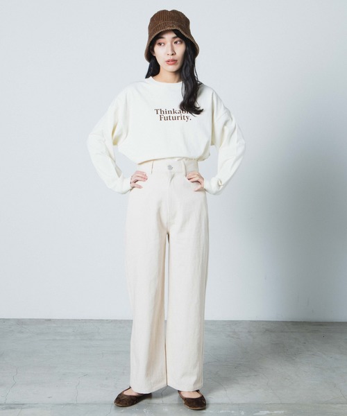 WEGO（ウィゴー）の「WEGO/レースアップカラーストレートパンツ（チノパンツ・レディース・ブラウン/オフホワイト・FREE）」の4枚目の写真