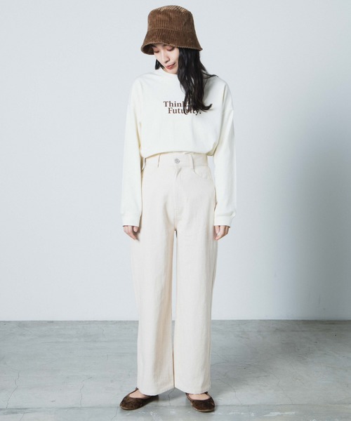 WEGO（ウィゴー）の「WEGO/レースアップカラーストレートパンツ（チノパンツ・レディース・ブラウン/オフホワイト・FREE）」の5枚目の写真