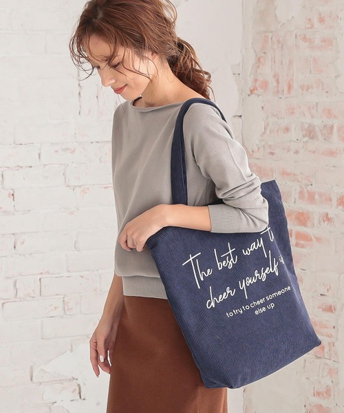 KOBE LETTUCE（コウベレタス）の「グラフィックロゴコーデュロイトートバッグ（トートバッグ・レディース・ベージュ/ネイビー/グレー/レッド/キャメル・FREE）」の4枚目の写真