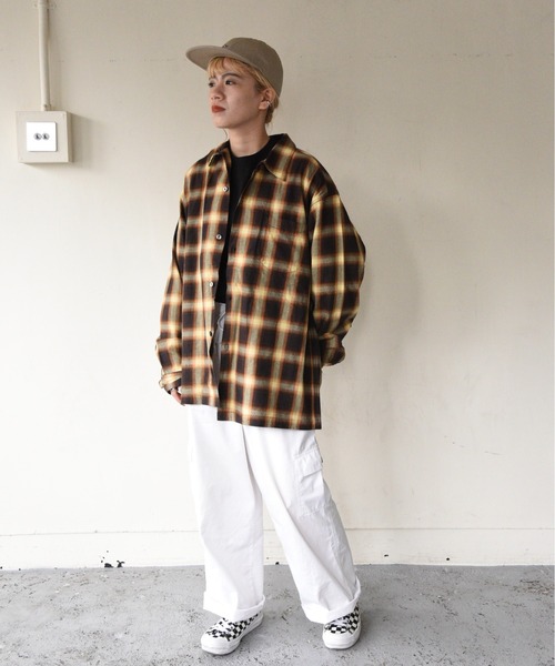 PENNEYS(ぺニーズ)の「PENNEY'S / ペニーズ OMBRE CHECK OPEN SHIRTS(シャツ/ブラウス)」|ブラウン系その他