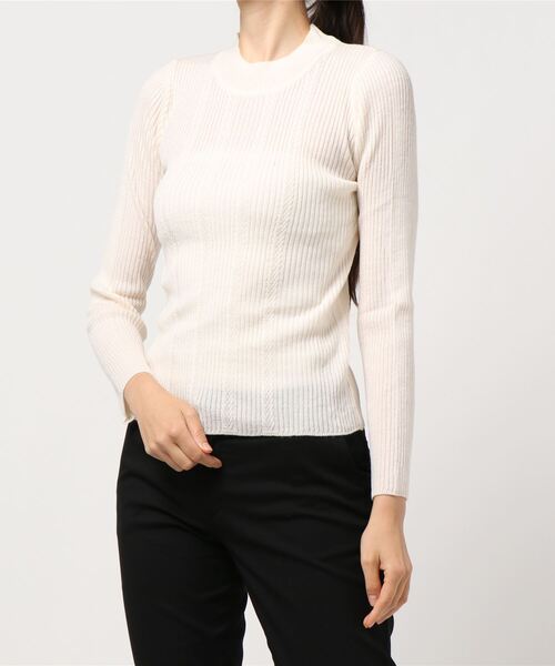 earth music&ecology（アースミュージックアンドエコロジー）の「ハイネック柄入りニットプルオーバー ＊（ニット/セーター・レディース・ブラウン/サックスブルー/ピンク/アイボリー/キャメル/ダークネイビー・S/M）」の12枚目の写真