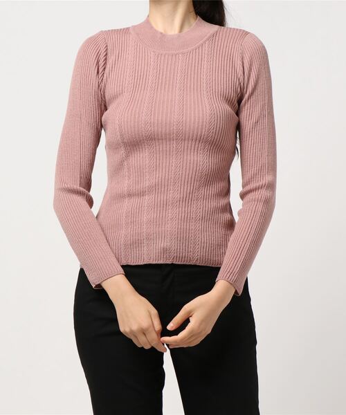 earth music&ecology（アースミュージックアンドエコロジー）の「ハイネック柄入りニットプルオーバー ＊（ニット/セーター・レディース・ブラウン/サックスブルー/ピンク/アイボリー/キャメル/ダークネイビー・S/M）」の7枚目の写真