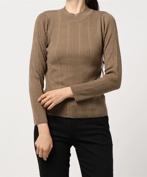 earth music&ecology（アースミュージックアンドエコロジー）の「ハイネック柄入りニットプルオーバー ＊（ニット/セーター・レディース・ブラウン/サックスブルー/ピンク/アイボリー/キャメル/ダークネイビー・S/M）」の9枚目の写真