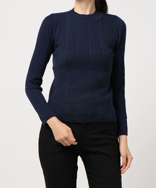 earth music&ecology（アースミュージックアンドエコロジー）の「ハイネック柄入りニットプルオーバー ＊（ニット/セーター・レディース・ブラウン/サックスブルー/ピンク/アイボリー/キャメル/ダークネイビー・S/M）」の11枚目の写真