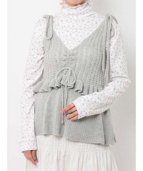 merry jenny（メリージェニー）の「ドロストティアードニットビスチェ（ニット/セーター・レディース・グレー/ブラック/ベージュ・FREE）」の15枚目の写真