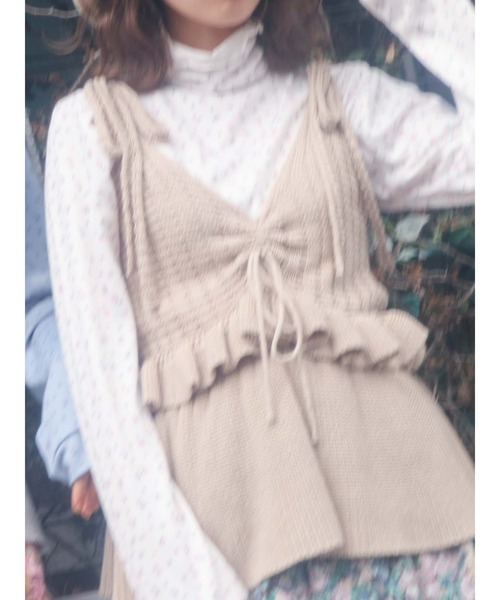 merry jenny（メリージェニー）の「ドロストティアードニットビスチェ（ニット/セーター・レディース・グレー/ブラック/ベージュ・FREE）」の3枚目の写真