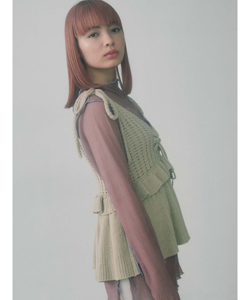 merry jenny（メリージェニー）の「ドロストティアードニットビスチェ（ニット/セーター・レディース・グレー/ブラック/ベージュ・FREE）」の7枚目の写真