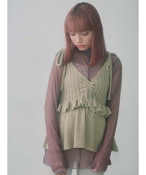 merry jenny（メリージェニー）の「ドロストティアードニットビスチェ（ニット/セーター・レディース・グレー/ブラック/ベージュ・FREE）」の4枚目の写真