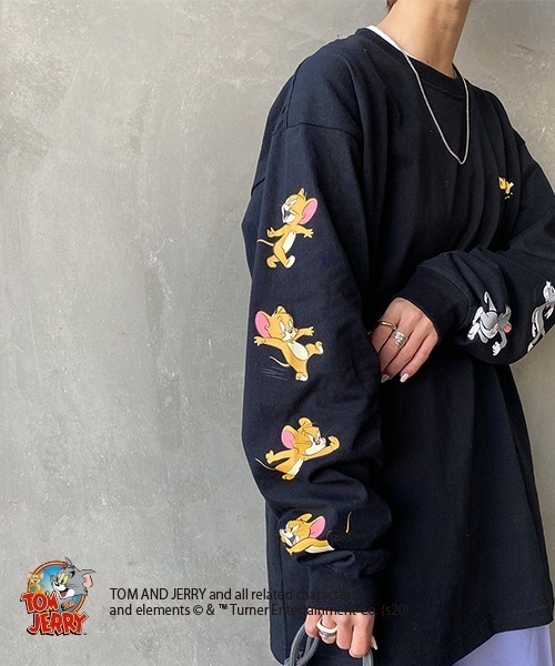 B ONE SOUL（ビーワンソウル）の「【WEB限定】[SEQUENCE BY B-ONE-SOUL/シークエンス] トムとジェリー 袖プリントロンT（Tシャツ/カットソー・レディース・ホワイト/グリーン/ブラック・XL/M/L）」の8枚目の写真