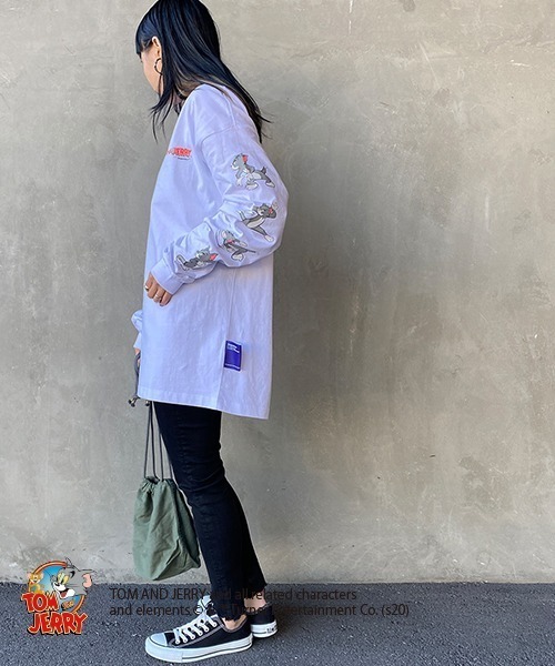 B ONE SOUL（ビーワンソウル）の「【WEB限定】[SEQUENCE BY B-ONE-SOUL/シークエンス] トムとジェリー 袖プリントロンT（Tシャツ/カットソー・レディース・ホワイト/グリーン/ブラック・XL/M/L）」の13枚目の写真