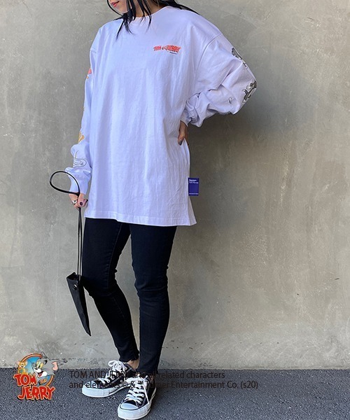 B ONE SOUL（ビーワンソウル）の「【WEB限定】[SEQUENCE BY B-ONE-SOUL/シークエンス] トムとジェリー 袖プリントロンT（Tシャツ/カットソー・レディース・ホワイト/グリーン/ブラック・XL/M/L）」の19枚目の写真