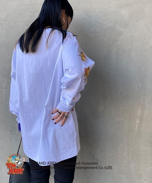 B ONE SOUL（ビーワンソウル）の「【WEB限定】[SEQUENCE BY B-ONE-SOUL/シークエンス] トムとジェリー 袖プリントロンT（Tシャツ/カットソー・レディース・ホワイト/グリーン/ブラック・XL/M/L）」の12枚目の写真