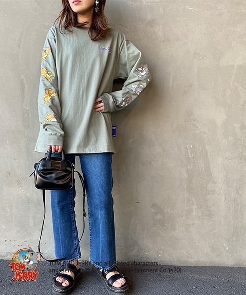 B ONE SOUL（ビーワンソウル）の「【WEB限定】[SEQUENCE BY B-ONE-SOUL/シークエンス] トムとジェリー 袖プリントロンT（Tシャツ/カットソー・レディース・ホワイト/グリーン/ブラック・XL/M/L）」の9枚目の写真