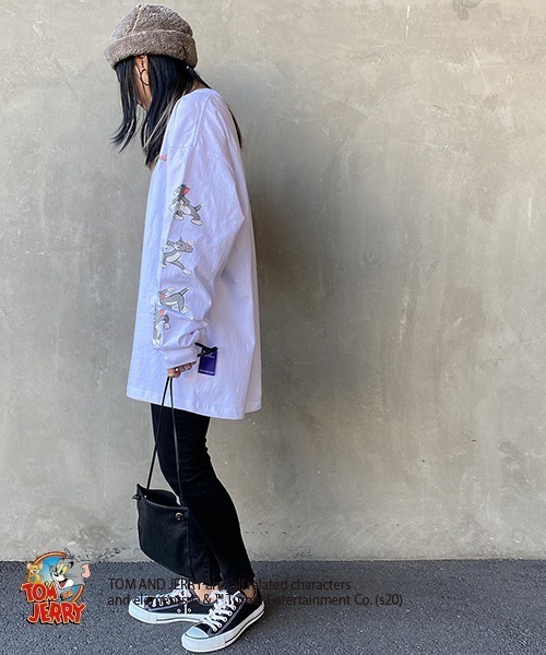 B ONE SOUL（ビーワンソウル）の「【WEB限定】[SEQUENCE BY B-ONE-SOUL/シークエンス] トムとジェリー 袖プリントロンT（Tシャツ/カットソー・レディース・ホワイト/グリーン/ブラック・XL/M/L）」の21枚目の写真