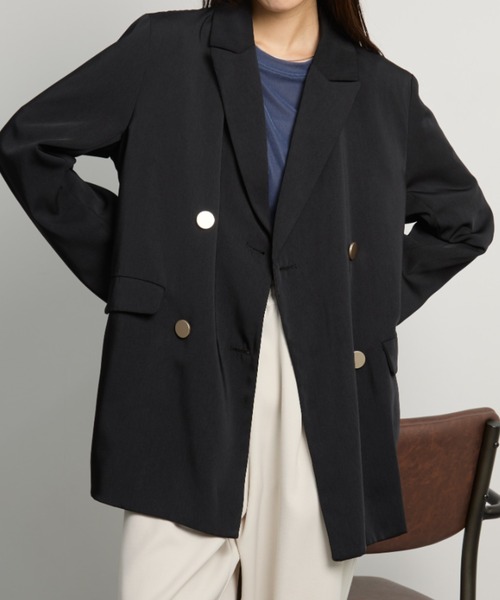 Aunt Marie's(アントマリーズ)の「ダブルテーラードジャケット(テーラードジャケット・レディース・ネイビー/ブラック/ブラウン/アイボリー/グレー・FREE)」の8枚目の写真