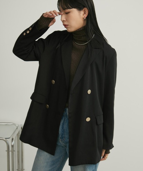 Aunt Marie's(アントマリーズ)の「ダブルテーラードジャケット(テーラードジャケット・レディース・ネイビー/ブラック/ブラウン/アイボリー/グレー・FREE)」の22枚目の写真