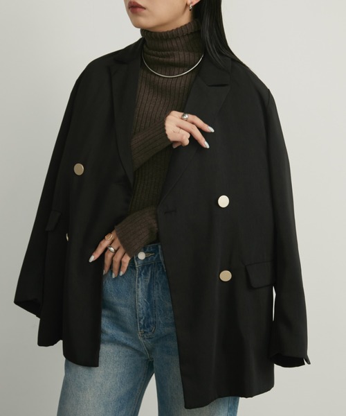 Aunt Marie's(アントマリーズ)の「ダブルテーラードジャケット(テーラードジャケット・レディース・ネイビー/ブラック/ブラウン/アイボリー/グレー・FREE)」の20枚目の写真