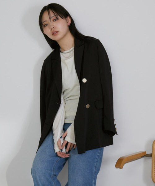 Aunt Marie's(アントマリーズ)の「ダブルテーラードジャケット(テーラードジャケット・レディース・ネイビー/ブラック/ブラウン/アイボリー/グレー・FREE)」の16枚目の写真