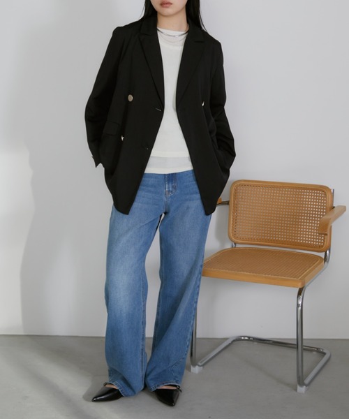 Aunt Marie's(アントマリーズ)の「ダブルテーラードジャケット(テーラードジャケット・レディース・ネイビー/ブラック/ブラウン/アイボリー/グレー・FREE)」の17枚目の写真