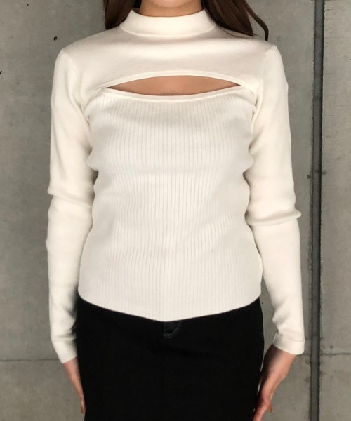 ENVYM(アンビー)の「OPEN FRONT KNIT PO(ニット/セーター・レディース・ホワイト/ブラック・FREE)」の12枚目の写真