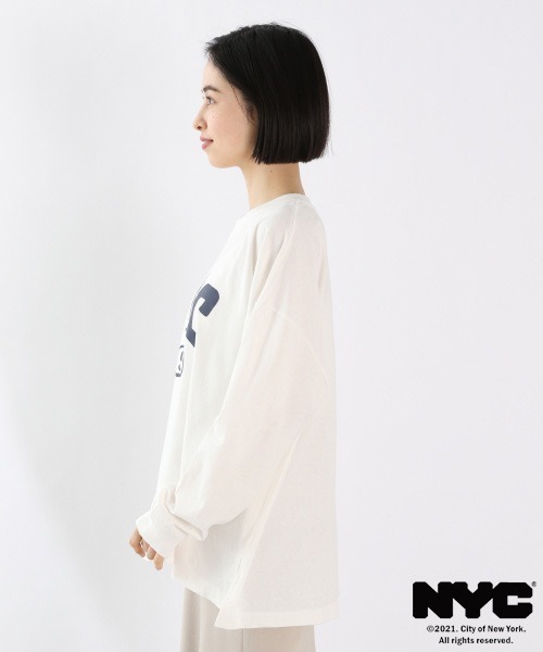 LOWRYS FARM(ローリーズファーム)の「NYCフロントプリントロンT 939600(Tシャツ/カットソー・レディース・ホワイト/オフホワイト/ネイビー・FREE)」の4枚目の写真