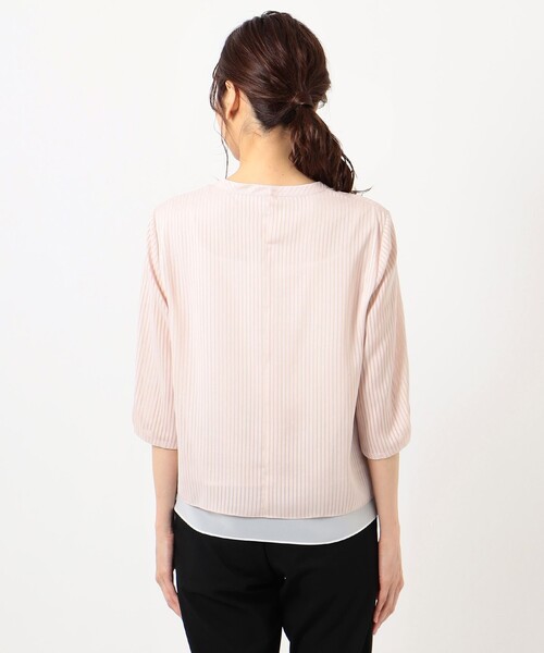 J.PRESS Ladies（J.プレス レディス）の「レイヤードボウタイ ストライプ カットソー（Tシャツ/カットソー・レディース・ベージュ系1/ピンク系1/スモーキーグリーン系1・SMALL）」の10枚目の写真